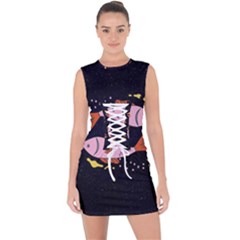 Fish Pisces Astrology Star Zodiac Lace Up Front Bodycon Dress by HermanTelo