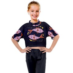 Fish Pisces Astrology Star Zodiac Kids Mock Neck Tee