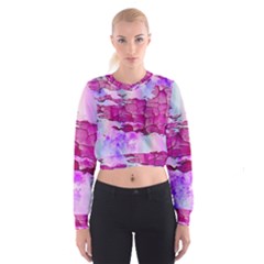 Background Crack Art Abstract Cropped Sweatshirt by Mariart