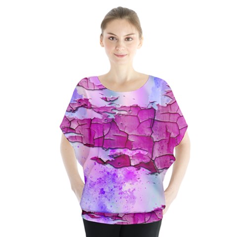 Background Crack Art Abstract Batwing Chiffon Blouse by Mariart