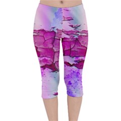 Background Crack Art Abstract Velvet Capri Leggings  by Mariart