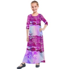 Background Crack Art Abstract Kids  Quarter Sleeve Maxi Dress