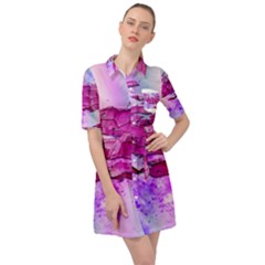 Background Crack Art Abstract Belted Shirt Dress by Mariart