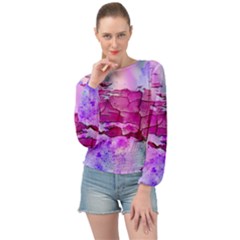 Background Crack Art Abstract Banded Bottom Chiffon Top