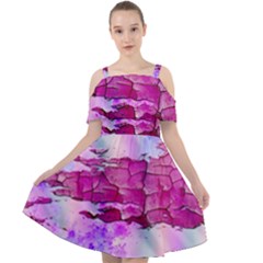 Background Crack Art Abstract Cut Out Shoulders Chiffon Dress