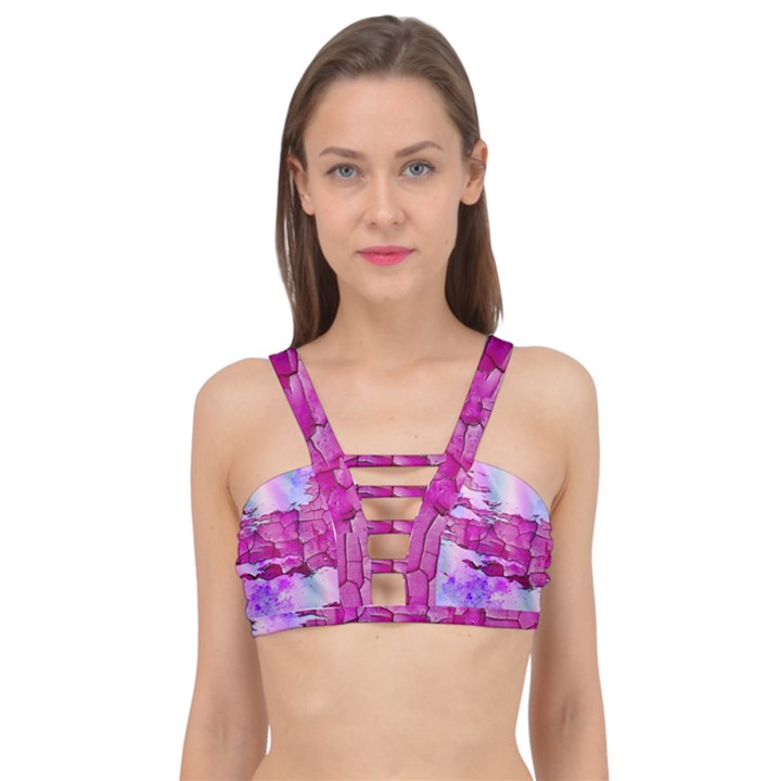 Background Crack Art Abstract Cage Up Bikini Top