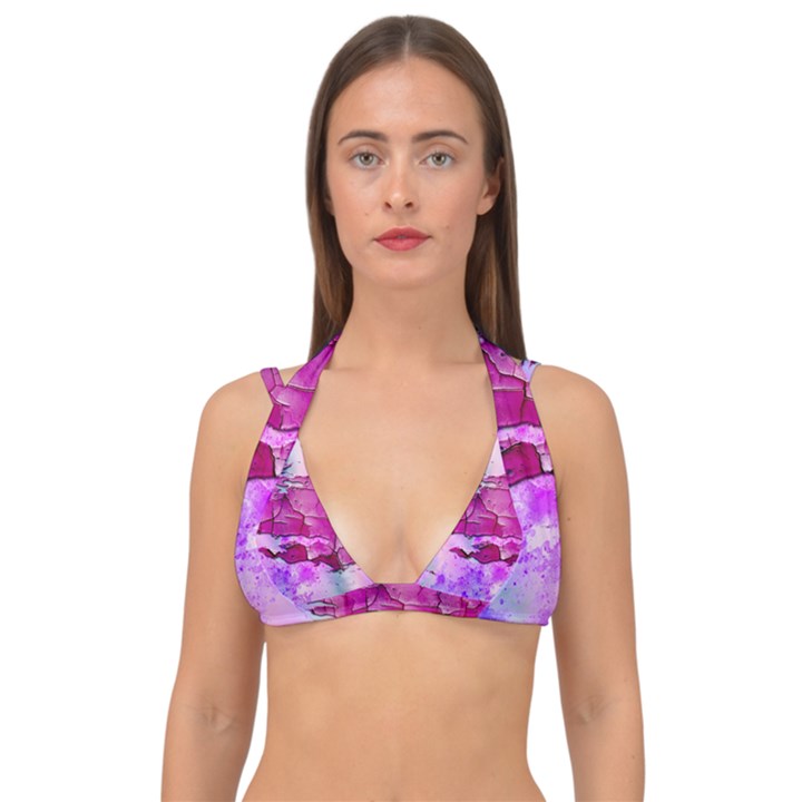 Background Crack Art Abstract Double Strap Halter Bikini Top