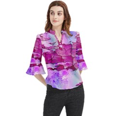 Background Crack Art Abstract Loose Horn Sleeve Chiffon Blouse