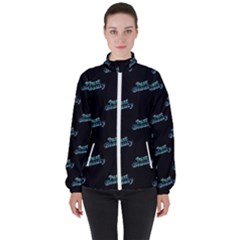 Just Beauty Words Motif Print Pattern Women s High Neck Windbreaker