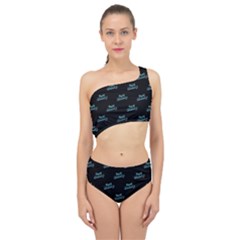 Just Beauty Words Motif Print Pattern Spliced Up Two Piece Swimsuit