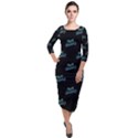 Just Beauty Words Motif Print Pattern Quarter Sleeve Midi Velour Bodycon Dress View1