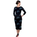 Just Beauty Words Motif Print Pattern Quarter Sleeve Midi Velour Bodycon Dress View2