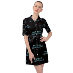 Just Beauty Words Motif Print Pattern Belted Shirt Dress by dflcprintsclothing