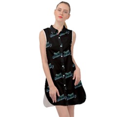 Just Beauty Words Motif Print Pattern Sleeveless Shirt Dress