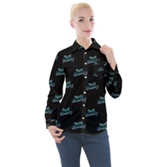 Just Beauty Words Motif Print Pattern Women s Long Sleeve Pocket Shirt