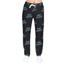 Just Beauty Words Motif Print Pattern Women Velvet Drawstring Pants by dflcprintsclothing