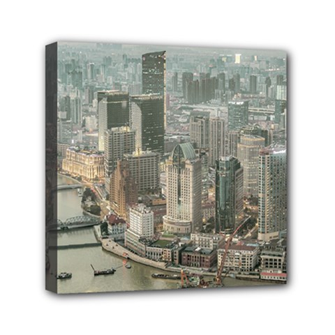 Lujiazui District Aerial View, Shanghai China Mini Canvas 6  X 6  (stretched) by dflcprintsclothing