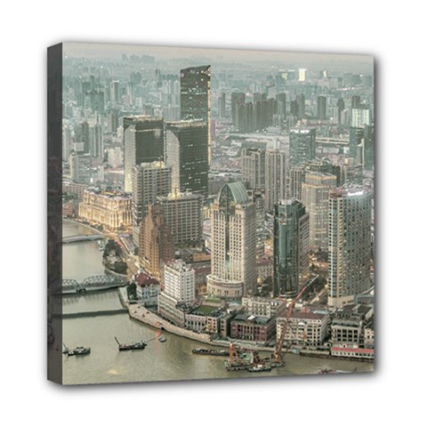 Lujiazui District Aerial View, Shanghai China Mini Canvas 8  X 8  (stretched) by dflcprintsclothing