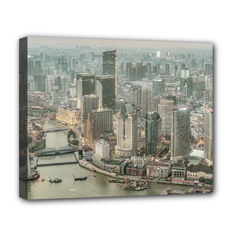 Lujiazui District Aerial View, Shanghai China Deluxe Canvas 20  X 16  (stretched) by dflcprintsclothing