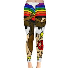  Rainbow Stoner Owl Leggings  by IIPhotographyAndDesigns