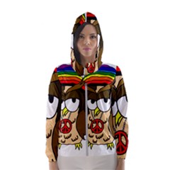  Rainbow Stoner Owl Women s Hooded Windbreaker by IIPhotographyAndDesigns