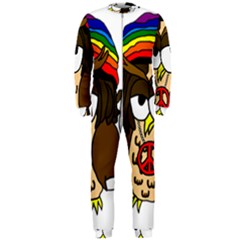  Rainbow Stoner Owl Onepiece Jumpsuit (men)  by IIPhotographyAndDesigns