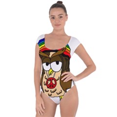  Rainbow Stoner Owl Short Sleeve Leotard  by IIPhotographyAndDesigns