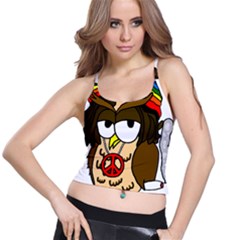  Rainbow Stoner Owl Spaghetti Strap Bra Top by IIPhotographyAndDesigns