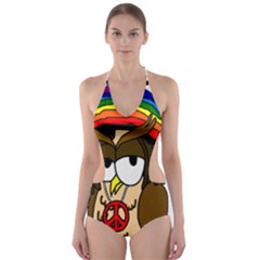  Rainbow Stoner Owl Cut-out One Piece Swimsuit by IIPhotographyAndDesigns