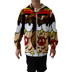  Rainbow Stoner Owl Kids  Hooded Windbreaker