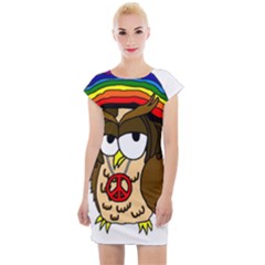  Rainbow Stoner Owl Cap Sleeve Bodycon Dress by IIPhotographyAndDesigns