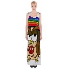  Rainbow Stoner Owl Thigh Split Maxi Dress by IIPhotographyAndDesigns