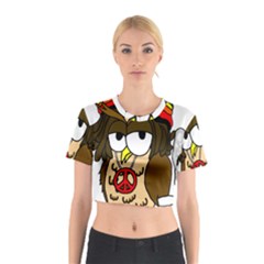  Rainbow Stoner Owl Cotton Crop Top by IIPhotographyAndDesigns