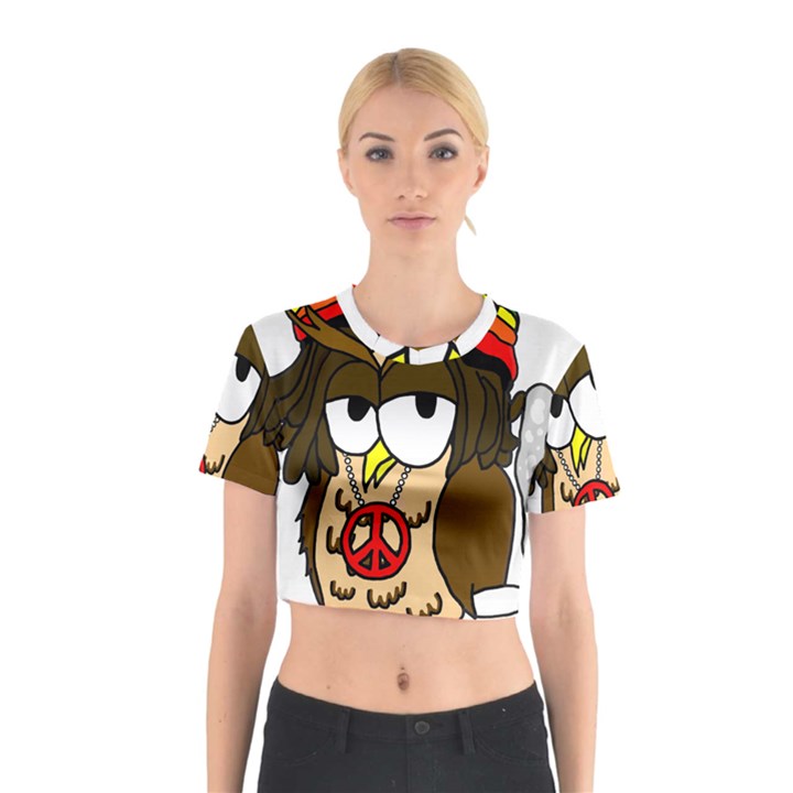  Rainbow Stoner Owl Cotton Crop Top