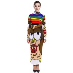  Rainbow Stoner Owl Turtleneck Maxi Dress by IIPhotographyAndDesigns