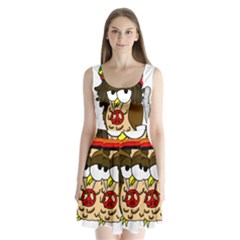  Rainbow Stoner Owl Split Back Mini Dress 