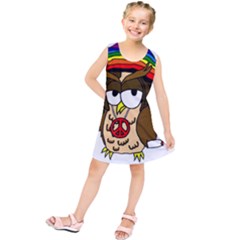  Rainbow Stoner Owl Kids  Tunic Dress by IIPhotographyAndDesigns