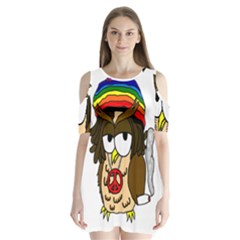  Rainbow Stoner Owl Shoulder Cutout Velvet One Piece