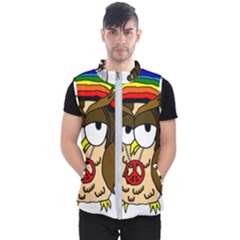  Rainbow Stoner Owl Men s Puffer Vest by IIPhotographyAndDesigns