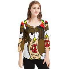  Rainbow Stoner Owl Chiffon Quarter Sleeve Blouse by IIPhotographyAndDesigns