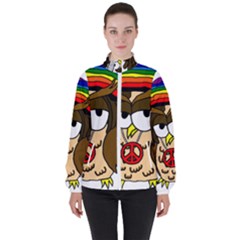  Rainbow Stoner Owl Women s High Neck Windbreaker by IIPhotographyAndDesigns