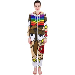  Rainbow Stoner Owl Hooded Jumpsuit (ladies) 