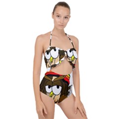  Rainbow Stoner Owl Scallop Top Cut Out Swimsuit by IIPhotographyAndDesigns