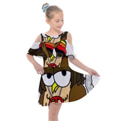  Rainbow Stoner Owl Kids  Shoulder Cutout Chiffon Dress by IIPhotographyAndDesigns