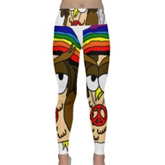  Rainbow Stoner Owl Lightweight Velour Classic Yoga Leggings by IIPhotographyAndDesigns