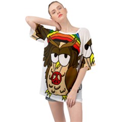  Rainbow Stoner Owl Oversized Chiffon Top by IIPhotographyAndDesigns