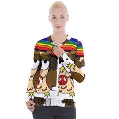  Rainbow Stoner Owl Casual Zip Up Jacket by IIPhotographyAndDesigns