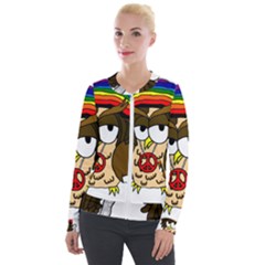  Rainbow Stoner Owl Velvet Zip Up Jacket by IIPhotographyAndDesigns