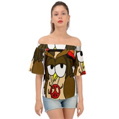  Rainbow Stoner Owl Off Shoulder Short Sleeve Top by IIPhotographyAndDesigns