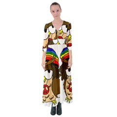  Rainbow Stoner Owl Button Up Maxi Dress by IIPhotographyAndDesigns